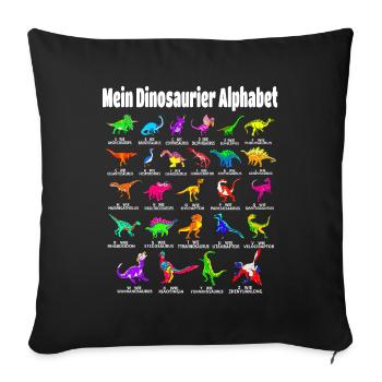 Mein Dinosaurier Alphabet Dino A-Z ABC T-Rex - Sofakissenbezug 45 x 45 cm - Schwarz - Vorne