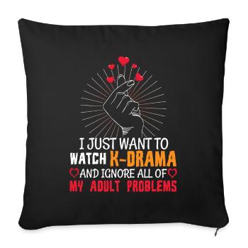 Just Want To Watch Kdrama Korean Heart Finger - Sofakissenbezug 45 x 45 cm - Schwarz - Vorne