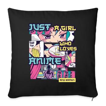 Anime And Ramen Anime Gift - Sofa pillowcase 17,3'' x 17,3'' (45 x 45 cm) - black - Front