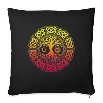 Yggdrasil Arbre de Vie Viking Symbole nordique - Housse de coussin décorative 45 x 45 cm - noir - Devant