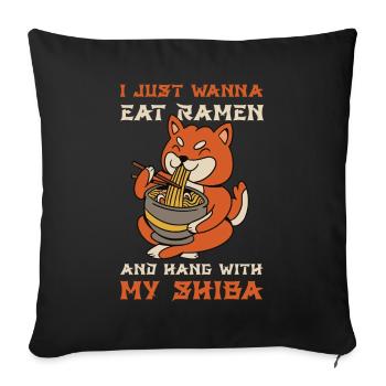 Shiba Inu Ramen Bowl Shiba Inu Cadeau - Housse de coussin décorative 45 x 45 cm - noir - Devant