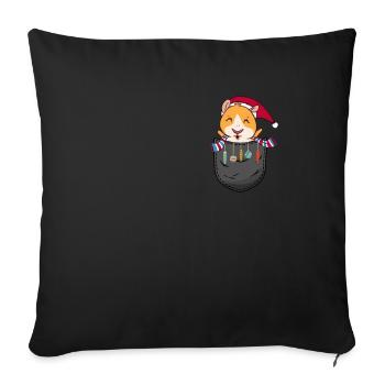 Cobaye Animal dans la poche cadeau - Housse de coussin décorative 45 x 45 cm - noir - Devant