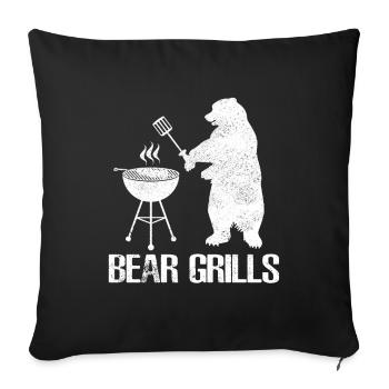 Bear Grills - Bear Grills - Bear grilling or BBQ barbecue - Sofa pillowcase 17,3'' x 17,3'' (45 x 45 cm) - black - Front