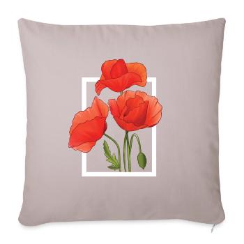 Poppy Poppies Aquarelle peinte à la main - Housse de coussin décorative 45 x 45 cm - taupe clair - Devant