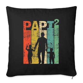 Papa Jumeau Père de Jumeaux Papa Fête des Pères - Housse de coussin décorative 45 x 45 cm - noir - Devant