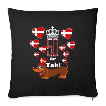 Jubilé du trône du Danemark 50 ans Reine Margrethe - Housse de coussin décorative 45 x 45 cm - noir - Devant