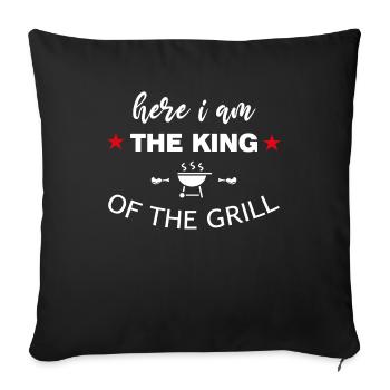 Ici je suis le roi du grill barbecue - Housse de coussin décorative 45 x 45 cm - noir - Devant