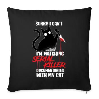 Killer Documentaires Série Policière Cadeau - Housse de coussin décorative 45 x 45 cm - noir - Devant