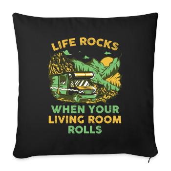 When Your Living Room Rolls Motorhome Gift - Sofa pillowcase 17,3'' x 17,3'' (45 x 45 cm) - black - Front