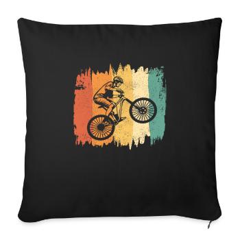 Vélo de montagne cycliste - Style rétro - Housse de coussin décorative 45 x 45 cm - noir - Devant
