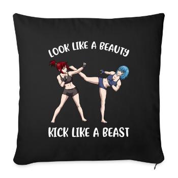 Kick Like A Beast Kickboxen Geschenk - Sofakissenbezug 45 x 45 cm - Schwarz - Vorne