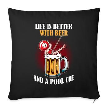 Beer And A Pool Cue Billiard Gift - Sofa pillowcase 17,3'' x 17,3'' (45 x 45 cm) - black - Front