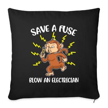 Save A Fuse Electrician Gift - Sofa pillowcase 17,3'' x 17,3'' (45 x 45 cm) - black - Front