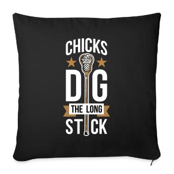 Chicks Dig The Long Stick Lacrosse Geschenk - Sofakissenbezug 45 x 45 cm - Schwarz - Vorne