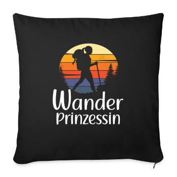 Wanderprinzessin Wandern Bergsteigen Retro Vintage - Sofakissenbezug 45 x 45 cm - Schwarz - Vorne