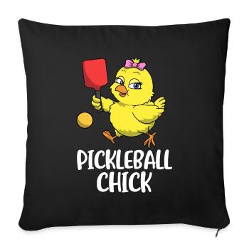 Pickleball Chick Pickleball Cadeau - Housse de coussin décorative 45 x 45 cm - noir - Devant