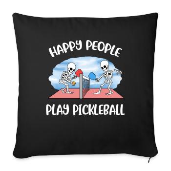 Happy People Play Pickleball Pickleball Gift - Sofa pillowcase 17,3'' x 17,3'' (45 x 45 cm) - black - Front