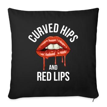 Hanches incurvées et lèvres rouges Cadeau de maquilleur - Housse de coussin décorative 45 x 45 cm - noir - Devant