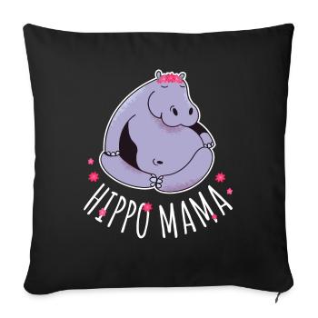 Hippo Mama Hippo Cadeau - Housse de coussin décorative 45 x 45 cm - noir - Devant