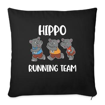 Hippo Running Team Hippo Cadeau - Housse de coussin décorative 45 x 45 cm - noir - Devant