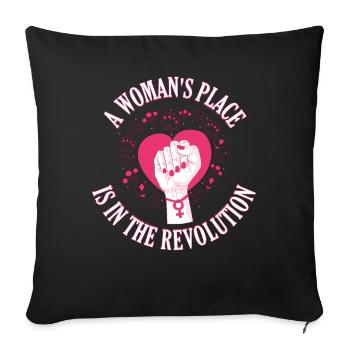 Woman In Revolution Feminism Gift - Sofa pillowcase 17,3'' x 17,3'' (45 x 45 cm) - black - Front
