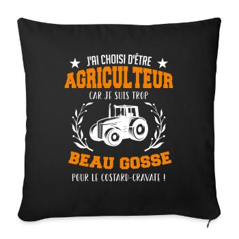 j'ai choisi d'être agriculteur beau gosse - Housse de coussin décorative 45 x 45 cm - noir - Devant