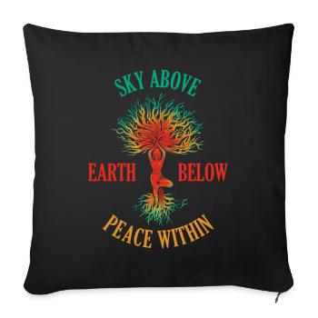 Ciel au-dessus de la terre en dessous de la paix dans le don de yoga - Housse de coussin décorative 45 x 45 cm - noir - Devant