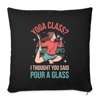 Cours de yoga Verser un cadeau de yoga en verre - Housse de coussin décorative 45 x 45 cm - noir - Devant