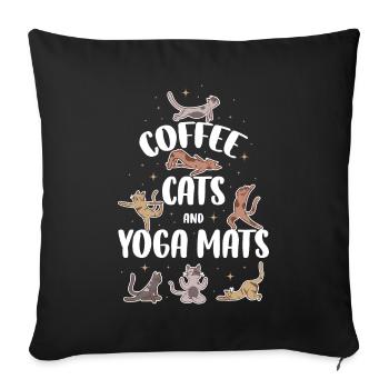 Coffee Cat And Yoga Mats Yoga Gift - Sofa pillowcase 17,3'' x 17,3'' (45 x 45 cm) - black - Front