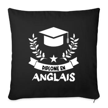 diplômé en anglais. - Housse de coussin décorative 45 x 45 cm - noir - Devant