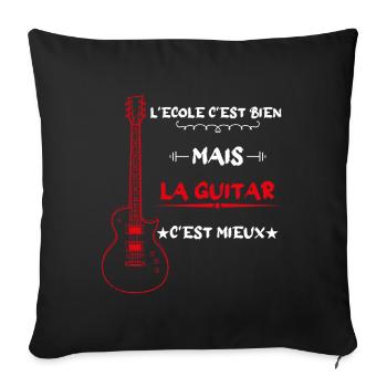 l'école c'est bien mais la guitar c'est mieux - Housse de coussin décorative 45 x 45 cm - noir - Devant