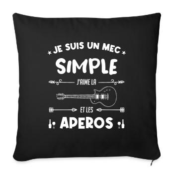 je suis un mec simple Guitariste Cadeau - Housse de coussin décorative 45 x 45 cm - noir - Devant