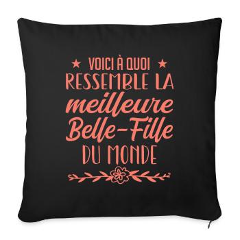 belle-fille du monde - Housse de coussin décorative 45 x 45 cm - noir - Devant