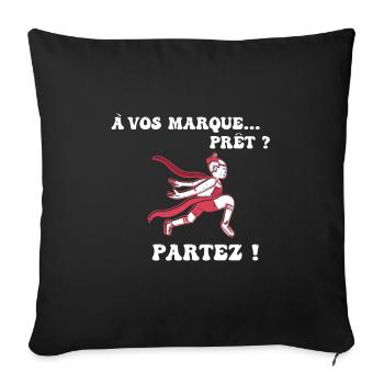 À vos marques.. Prêts? Partez! - Housse de coussin décorative 45 x 45 cm - noir - Devant