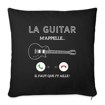 la guitare appelle il faut que j'y aille - Housse de coussin décorative 45 x 45 cm - noir - Devant