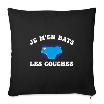 Je m'en bats les couches - Housse de coussin décorative 45 x 45 cm - noir - Devant