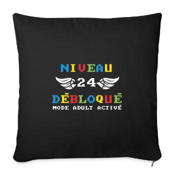 Niveau 24 Débloqué mode adult débloqué - Housse de coussin décorative 45 x 45 cm - noir - Devant