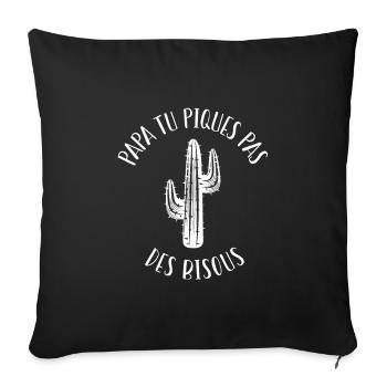 Papa tu piques, pas de bisous ! - Housse de coussin décorative 45 x 45 cm - noir - Devant