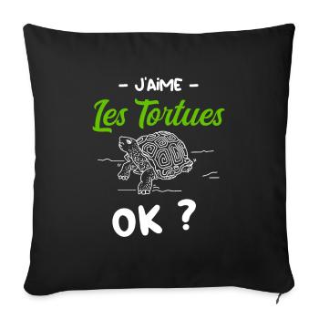 Oui Les Tortues je les Aime - Housse de coussin décorative 45 x 45 cm - noir - Devant