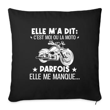 Motard et ses virées moto cadeau humour - Housse de coussin décorative 45 x 45 cm - noir - Devant