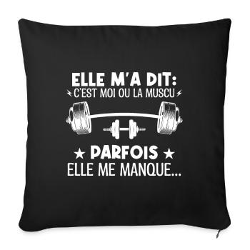 Musculation muscu cadeau drôle bodybuilding - Housse de coussin décorative 45 x 45 cm - noir - Devant