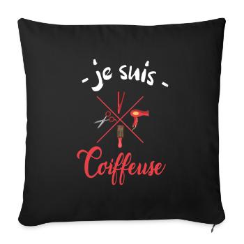 je suis coiffeuse - Housse de coussin décorative 45 x 45 cm - noir - Devant