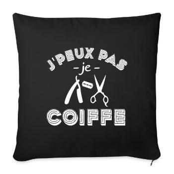 je peux pas je coiffe - Housse de coussin décorative 45 x 45 cm - noir - Devant
