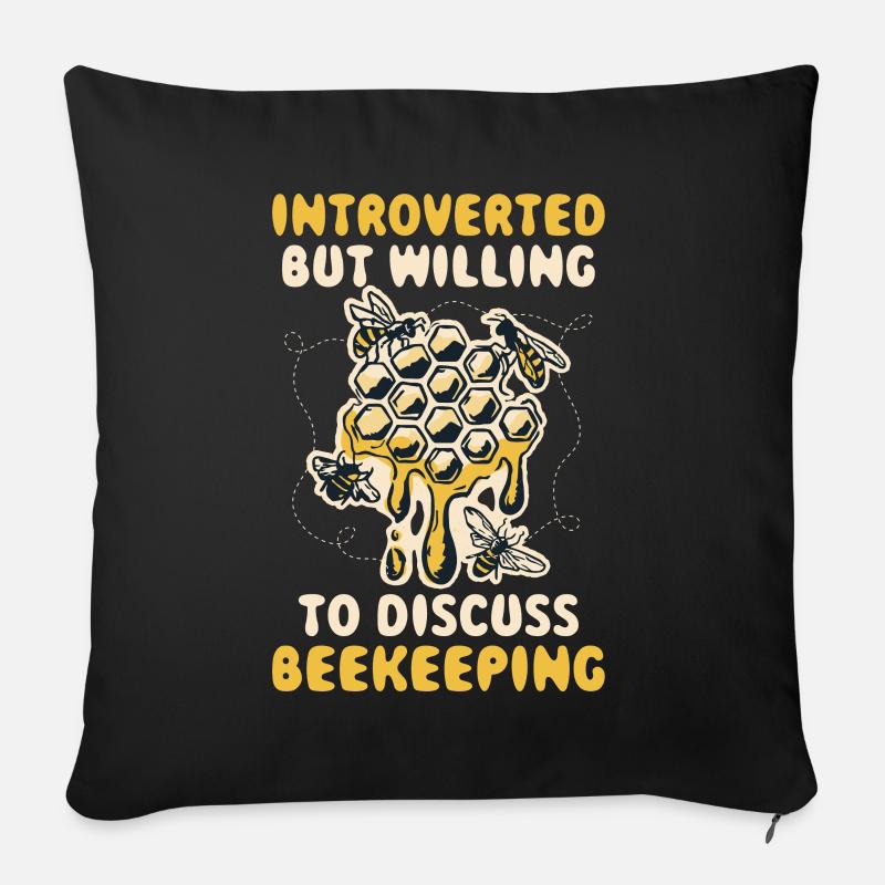 Apiculture introvertie Cadeau introverti - Housse de coussin décorative 45 x 45 cm - noir
