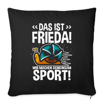 Das ist Frieda Wir machen gemeinsam Sport Joggen - Sofakissenbezug 45 x 45 cm - Schwarz - Vorne