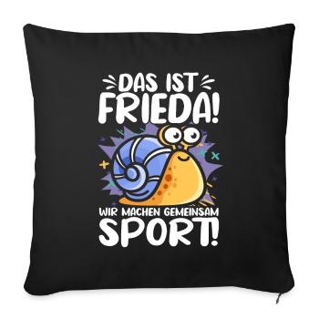 Das ist Frieda Wir machen gemeinsam Sport Joggen - Sofakissenbezug 45 x 45 cm - Schwarz - Vorne