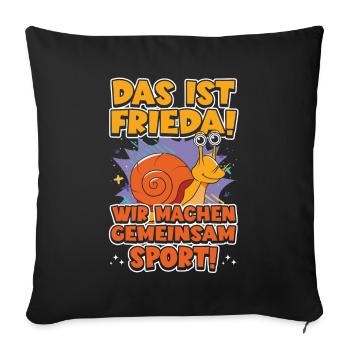 Das ist Frieda Wir machen gemeinsam Sport Joggen - Sofakissenbezug 45 x 45 cm - Schwarz - Vorne
