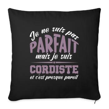 Pas parfaite mais cordiste - Housse de coussin décorative 45 x 45 cm - noir - Devant