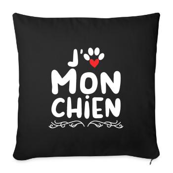 J aime mon chien - Housse de coussin décorative 45 x 45 cm - noir - Devant