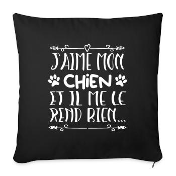 J aime mon chien - Housse de coussin décorative 45 x 45 cm - noir - Devant